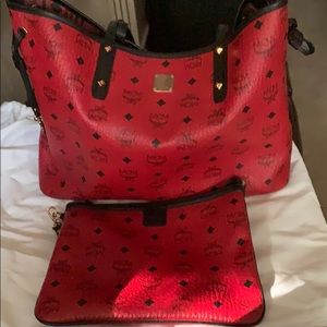 Mcm handbag with matching Pouch  Reversible